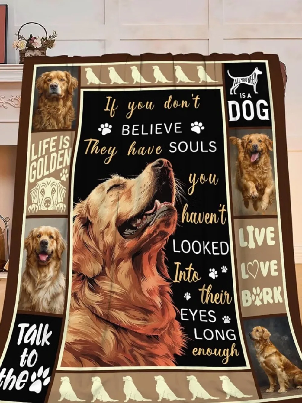 Golden Retriever Dog Blanket - Brown and Tan 40x50